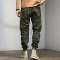 thumbnail image 3 of Vedolay Men's Pants Men's Cargo Pants Relaxed Fit Casual Elastic Waist Drawstring Work Hiking Pants with Pockets,Green XXL, 3 of 5