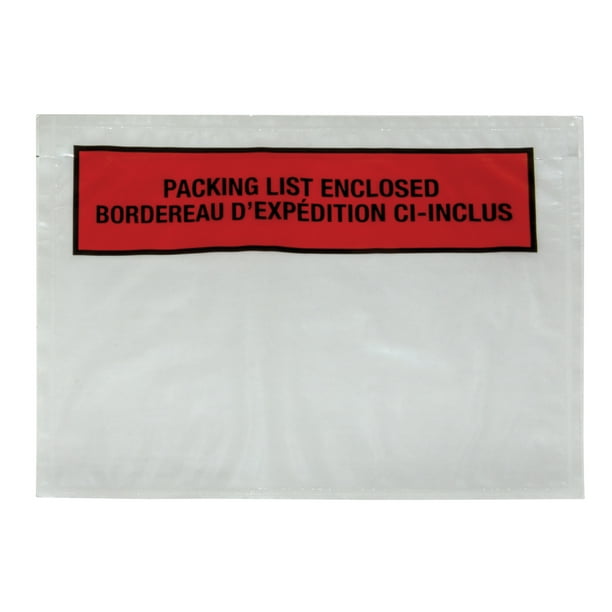 Enveloppe de la Liste d'Emballage, 7 L x 5-1/2 W, Style de Chargement à  Rebours, Caisse de 1000 