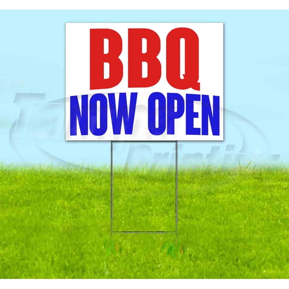 Bbq Now Open (18" x 24") Yard Sign, Includes Metal Step Stake