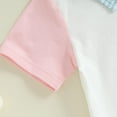 thumbnail image 6 of Vintage Baby Clothes Girl Baby Take Home Outfits, Mother's Day Infant and Toddler Clothing Girls Short Sleeve Collar Color Contrasting T-shirt Top+Elastic Waist Shorts Two Piece Set, 6 of 8