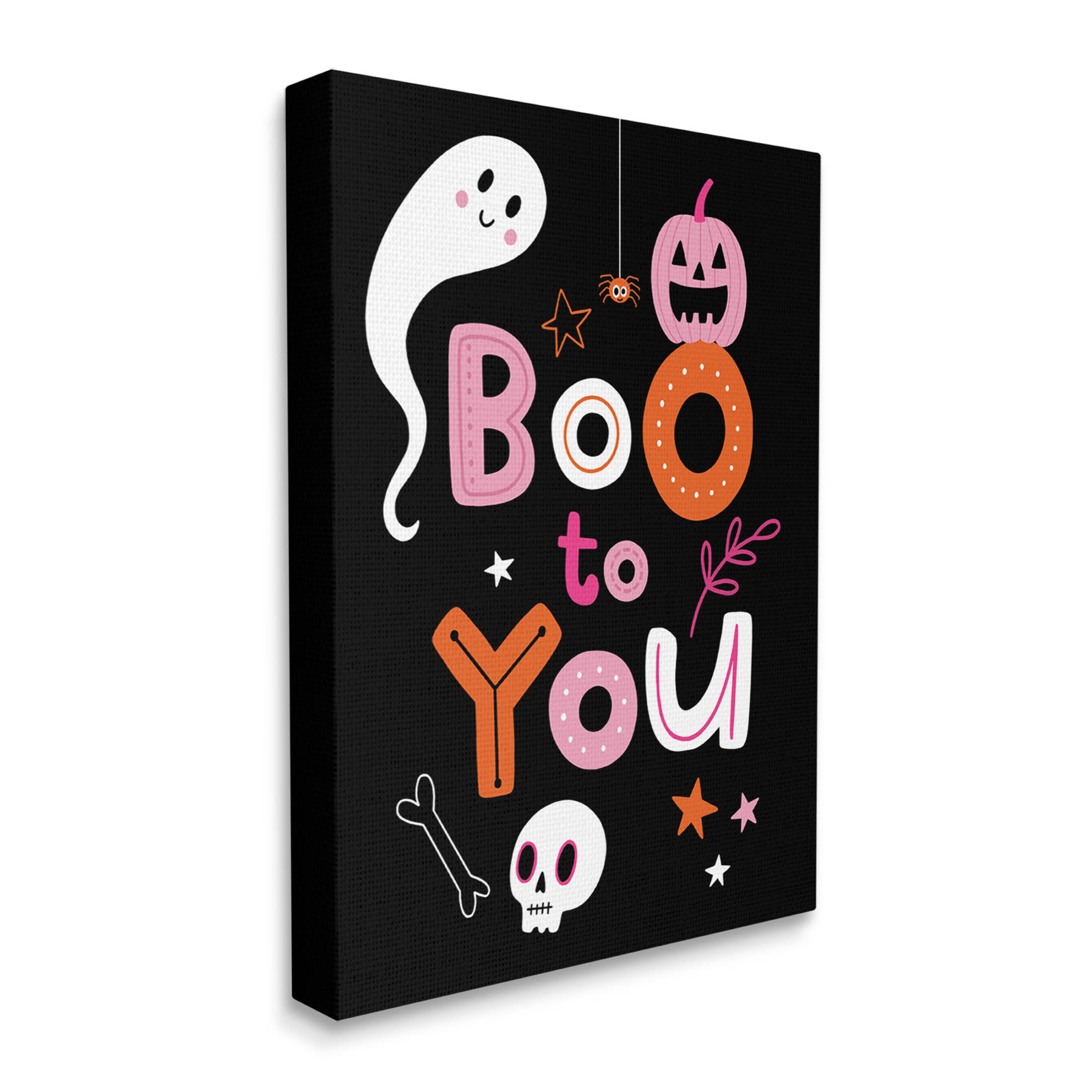 Boo To You Smiling Halloween Elements Holiday Graphic Art Gallery Wrapped Canvas Print Wall Art