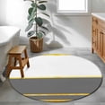 thumbnail image 4 of Gold Lines Round Living Room Rugs 3.3 ft, Gray Color Block Rectangular Geometric Modern Washable Area Rug with Non-Slip Sturdy Edge Binding Round Front Door Mat Floor Carpet for Entryway, 4 of 9