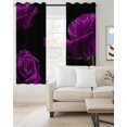 thumbnail image 2 of Purple Rose Blackout Curtains, Light Blocking Print Window Curtains, Vintage Abstract Garden Flower Floral Black Thermal Insulated Window Drapes for Living Room Kitchen Cafe 2 Panels, 84"W x 84"L, 2 of 9