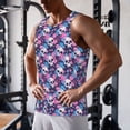thumbnail image 5 of Gukieu Skull Flower Blue Print Men's Quick Dry Fitness Vest, Round Neck Sleeveless Fitness Bodybuilding Top-Large, 5 of 7