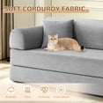 thumbnail image 3 of Timbernest 78.7" Convertible Sleeper Sofa Bed, Corduroy Boneless Sofa with 2 Pillows, Floor Sofa Lounge Couch for Living Room, Light Gray, 3 of 10