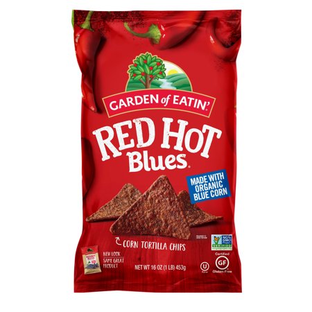 Case of 12 )) Best by 12/23/2023) GARDEN OF EATIN', RED HOT BLUES CORN TORTILLA CHIPS