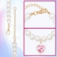 thumbnail image 3 of Cat Pearl Collar with Heart Pendant, Cute Pearl Pet Necklace in Medium, Adjustable Wedding Party Small Dog Jewelry Accessories for Puppy Kitten- Pink, 3 of 14