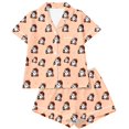 thumbnail image 6 of Soft Smooth Milk Silk Halloween Pajamas for Women Adorable Pumpkin Ghost Graphic Lapel Short Sleeve Two Piece Set Loose Casual Shorts Loungewear All Season Nightwear, 6 of 6