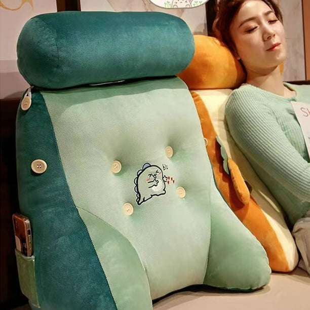 Backrest Pillow Washable Removable Cover Soft Cartoon Animal Back Support Cushion for Office Chair Bedside Dinosaur