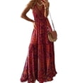 thumbnail image 4 of DHFJKG Bohemian Floral Maxi Dress For Women V Neck Sleeveless Summer Beach Vacation Clothes Sundress Boho Size S-XXXXXL Stylish Dresses, 4 of 4