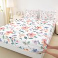 thumbnail image 3 of Homewish Country Flower Full Size Sheets,Retro Rustic Flower Bed Sheets,White Green Orange Sheet Sets For Girls Teens,Luxury Bedroom Decor,4-Piece, 3 of 7