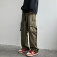 thumbnail image 4 of Linsennia Goth Baggy Cargo Pants with Pockets for Men Women Y2K Straight Leg Joggers Casual Streetwear Relaxed Fit Pants, 4 of 8