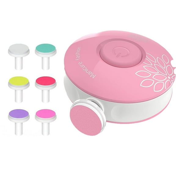 Baby Nail Filer Electric, Electric Baby Nail Trimmer Safe for Newborn Toddler Adult Toes Fingernails Care Trim Polish Kit 6 Grinding Heads Gift for Newborn Toddler Kids(Pink)
