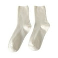 thumbnail image 2 of Naierhg Thermal socks 1 Pair Ladies Knitted Socks Short Tube Striped Solid Color Thick Stretch Keep Warm Autumn Winter Elasticity Sweat Absorption Socks Sports Wear Milky White, 2 of 8