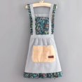 thumbnail image 1 of Delantal de lona con diseño floral para limpiarse las manos, estilo princesa, cintura transpirable, estilo pastoral, lindo, para adultos, ropa de trabajo de verano, estilo occidental, mono, 1 of 6