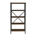 thumbnail image 2 of Linon Austin Rustic 4-Shelf Standard Bookcase with Metal Frame, Black/Warm Walnut, 2 of 13