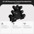 thumbnail image 3 of BalanceFrom 20 lb Neoprene Coated Iron Dumbbell Hex Weights Set with Stand, Black, 3 of 12