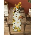 thumbnail image 5 of Gnome Sunflower Honey on Vintage Letter Table Runner-70 Inch Long Eucalyptus Leaves Table Runners Linen Burlap Tablerunner for Kitchen Dining Room Holiday Party, 5 of 9