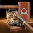 thumbnail image 5 of Humidor de puros forrado de madera de cedro, estuche de cuero para puros, cortador de puros de acero inoxidable, Humidor portátil, 5 of 5