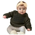 thumbnail image 3 of Ketyyh-chn99 Baby Boys' and Toddler Long Sleeve Quarter Zip Pullover Sweater Unisex Toddler Baby Girl Boy Sweater Letter Embroidery Crew Neck Long Sleeve Knitted Sweatshirt Size for 9-12 Months,AG, 3 of 6
