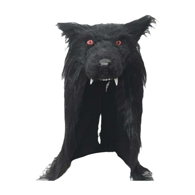 Máscara de , máscara de animal, chal de piel sintética novedoso para el hombro, máscara de Halloween para suministros para fiestas de carnaval y Negro