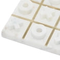 thumbnail image 6 of DecMode 6" x 1" White Marble Tic Tac Toe Small Game Set with Gold Metal Inlay, 1-Piece, 6 of 13
