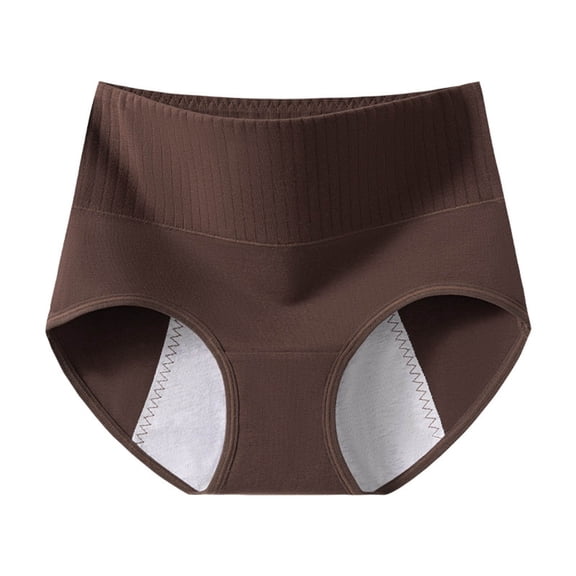 Yyeselk Womens Comfort Incontinence Underwear Ribbed High Waisted Soft Fit Stretch Briefs Leakproof Discreet Absorbent Reusable Panties for Women Brown XL