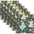 thumbnail image 3 of Coolnut Cute Rabbit Cloth Napkins Set of 6, Reusable Washable Polyester Dinner Table Napkins for Family, Weddings, Parties, Home Decor, 20 x 20 Inch Washcloth Gift, 3 of 7