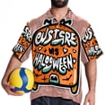 thumbnail image 4 of Halloween Font Men's Short Sleeve Hawaiian Poplin Shirt - Casual Printed Button Down Summer Beach Shirt for Men, 4 of 6