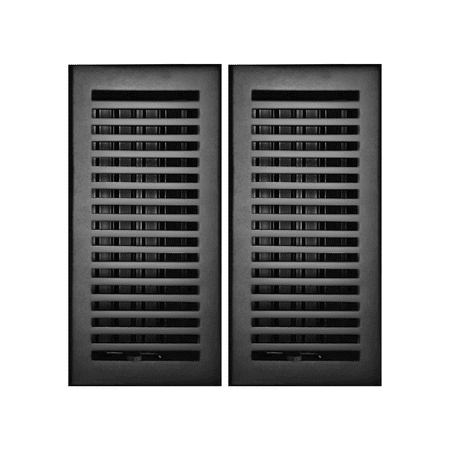 

Cast Aluminum Floor Register with No Holes | Modern Design Heavy Duty Cast Aluminum | Size 4 X 10 VR102 Pack of 2 | Black