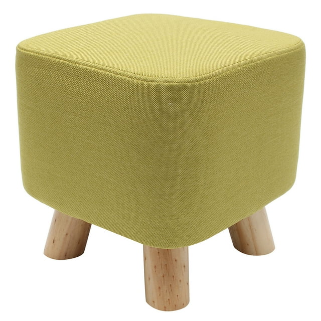 11'' Square Footstool Solid Wood Ottoman Stool Sofa Tea Stool Change Shoes Bench Footrest Step Stool Fabric Foot Rest Padded Seat with Stable Wooden Legs For Home Living Room Bedroom