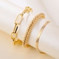 thumbnail image 4 of Womens Gold Plated Bracelet Set Multi-Layer Snake Bone Chain and Geometric Design with Gems Electroplated Finish, 4 of 6