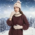 thumbnail image 2 of Bibifish 3 PCS Scarf Hat Glove Sets For Women Winter Knitted Neck Warmers With Matching Gloves And Beanie Hats Trendy Thermal Outfits For Cold Weather, 2 of 4