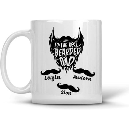 

To The Bearded Dad Mug Personalized Mugs Funny Beard Dad Gift For Daddy Papa Grandpa Birthday Christmas Father s Day From Son Daughter 11 Oz 15 Oz Coffee Mug Tea Cup (3 Kids)