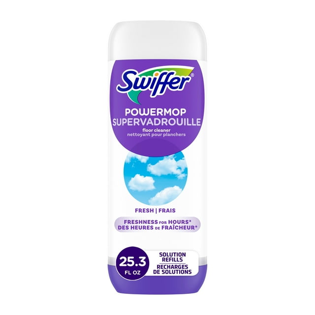 Swiffer Power Mop Refill Solution, Tile, Vinyl, Laminate, Wood, Floor Cleaner, Fresh, 750 ML