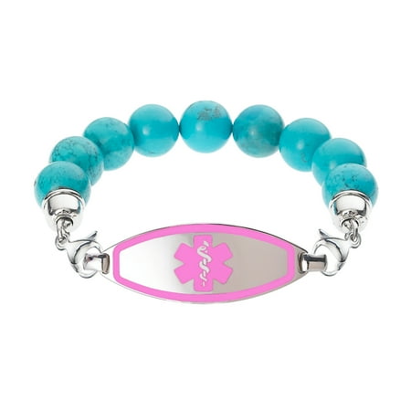 Divoti Pre Engraved Seizure Disorder Max Contempo Medical Divoti Pre Engraved Seizure Disorder Max Contempo Medical Alert Bracelet Blue Turquoise Bead Free Id Card Meidcal