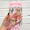 thumbnail image 5 of Sip-Sip Hooray! 40oz Highland Cow & Cactus Glass Tumbler – Cute Cup with Handle, Lid & Straw, Highland Cow Lover Gift, Reusable Aesthetic Drinkware, 5 of 7