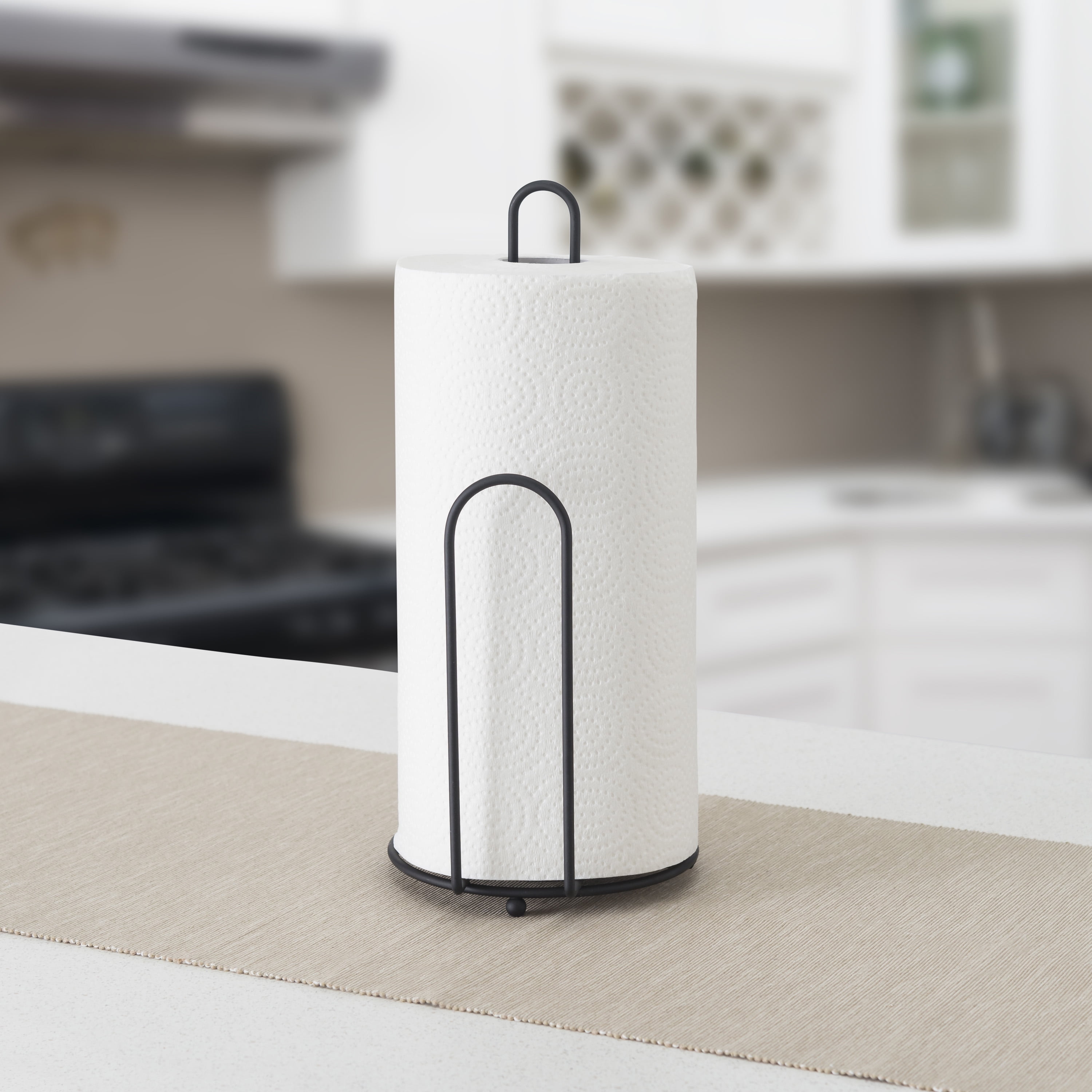 Free Standing Paper Towel Holder with EasyTear Arm, Black