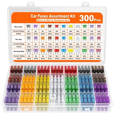 RYLZX 300Pcs Car Fuse Assortment Kit, 160 Mini Blade Fuses Automotive   90 Standard Auto Fuses   50 Micro   Puller – Replacement for RV Camper Boat Truck (2Amp 3A 5A 7.5A 10A 15A 20A 25A 30A 35A 40A)