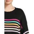 thumbnail image 2 of Dreamers by Debut Women's Plus Size Rainbow Striped Sweater with Puff Sleeves, 2 of 5