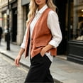 thumbnail image 5 of Atkumj Linen Vest Women Decorative Fake Pockets Stylish Button Front Vests Fashion Casual Solid Color Sleeveless Outerwear for Women M, 5 of 9