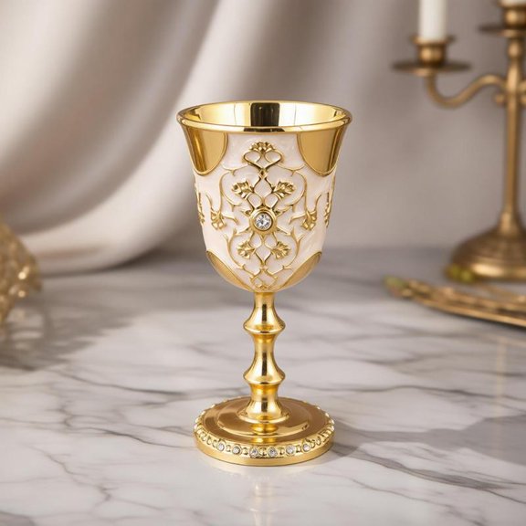 Zeiwohndc Vintaged Crystal Goblet Cups Metal Drinking Glass Goblets For Gifting