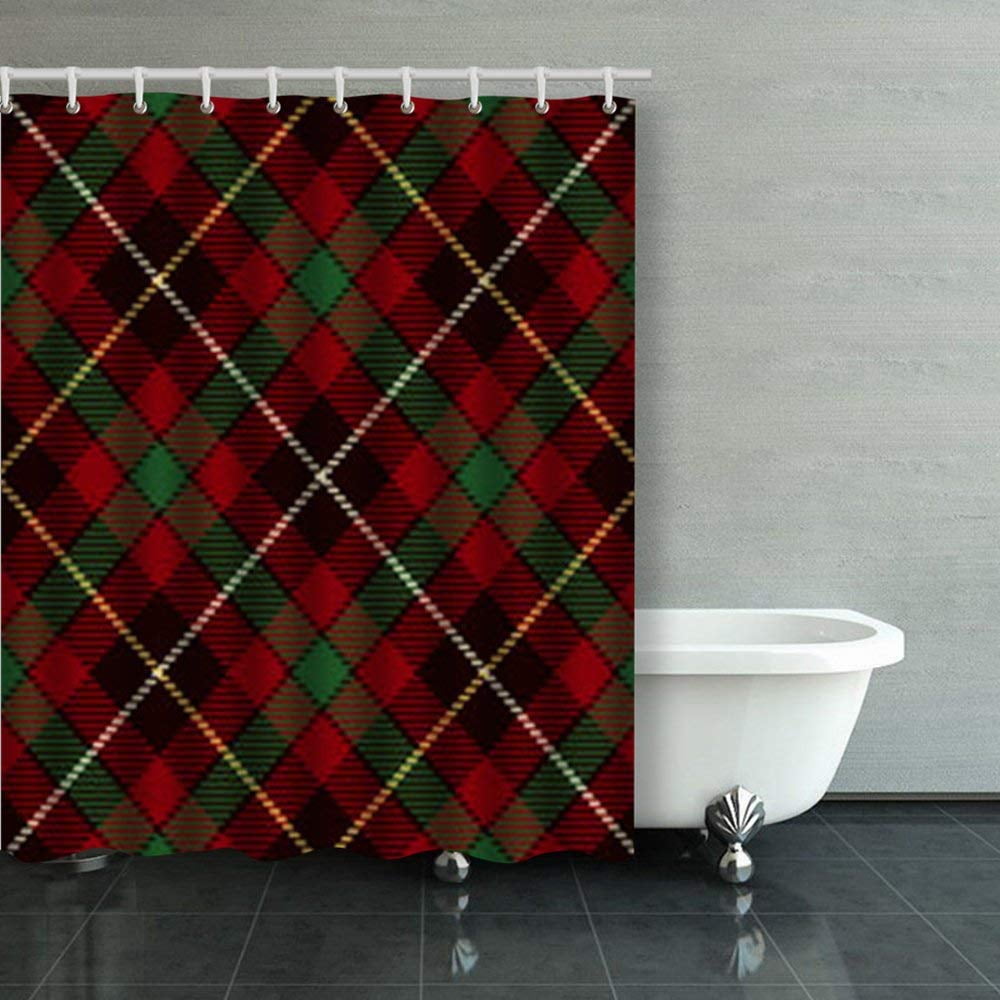 BPBOP Tartan Seamless Pattern Red Black Rustic Buffalo Plaid Shower
