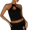 thumbnail image 5 of Douhoow Women Backless Tank Top Solid Color 3D Flower Crop Top Slim Fit Vest, 5 of 6