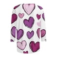 thumbnail image 5 of Womens 3/4 Sleeve Tops Plus Size Valentines Day Tee Shirts Love Hearts Printed Crew Neck Tshirts Casual Loose Fit (2XL, Purple 01), 5 of 6