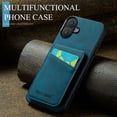 thumbnail image 3 of Phone Case for iPhone 17, Back Credit Card Holder Wallet Cover Study Kickstand PU Leather Magnetic Clasp RFID Blocking Case for iPhone 17 Cases Women, Blue, 3 of 8