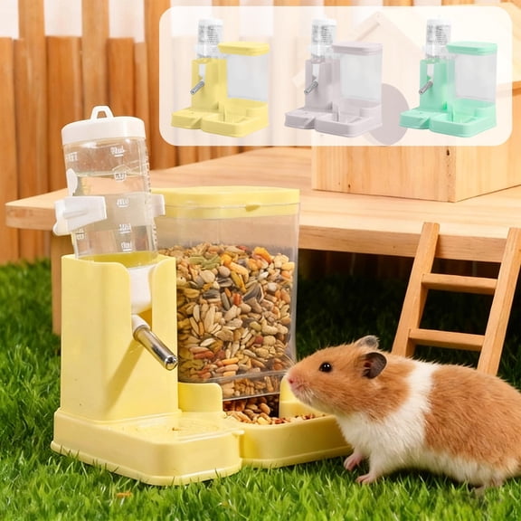 Automatic Hamster Feeder & Water Dispenser | 2-in-1 Spill-Proof Gravity Bottle, Transparent Storage, Detachable Plastic, Hangable Cage Mount, 320ml/80ml, Easy Clean, Multi-Function