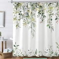 thumbnail image 2 of Eucalyptus Plant Rustic Shower Curtain, Watercolor Leaves On The Top Country Farm House Shower Curtain, Spring Botanical Bathroom Curtain 72 ×72 Inch, 2 of 6