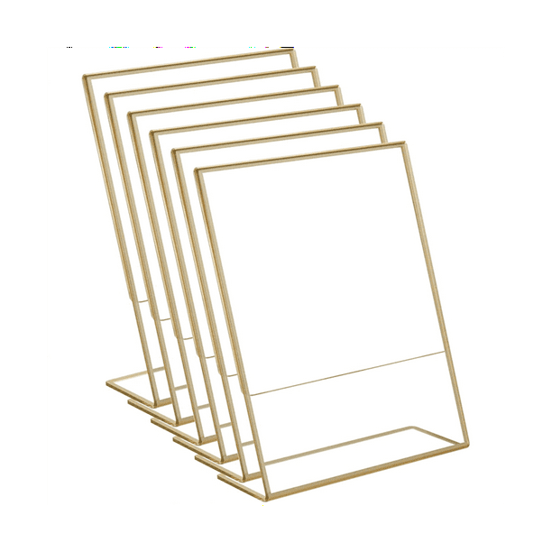 10PCS Acrylic Gold Frame, Slanted Back Table Sign Holder for Wedding