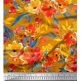 thumbnail image 1 of Soimoi Velvet Fabric Leaves & Poppy Flower Printed Fabric 1 Yard 58 Inch Wide, 1 of 1